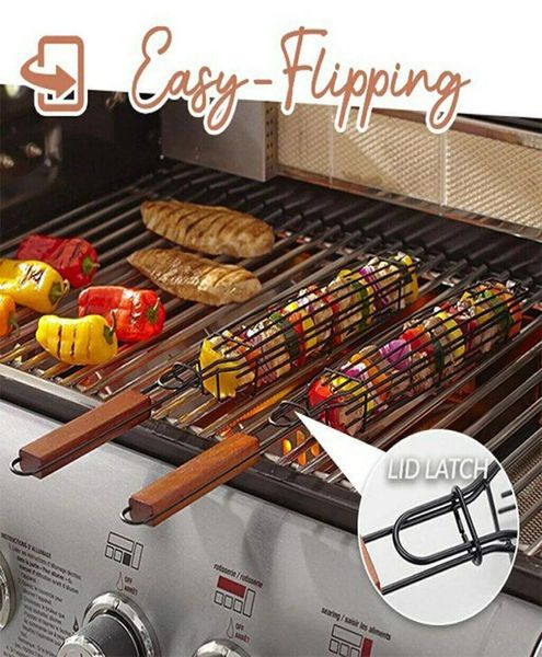 50 Stück DHL Outdoor-Kochen Grillkörbe Grillnetz BBQ-Werkzeuge Metallclipkorb mit Opp-Beutel7019261