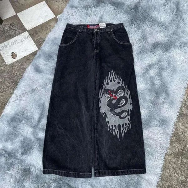 Jeans masculinos streetwear jnco y2k hip hop desenhos animados impressão gráfica vintage baggy calças pretas homens mulheres cintura alta calças largas perna 972