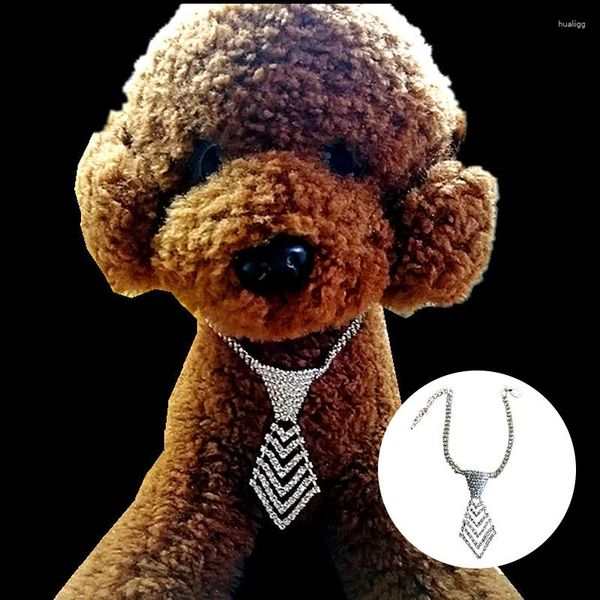 Cão vestuário colar de cristal bonito pet tie completo strass colar requintado pescoço jóias pequenos cães suprimentos acessórios