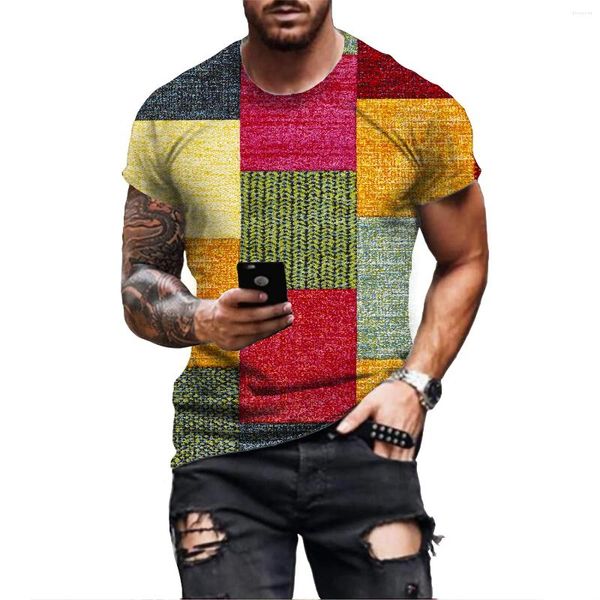 Camiseta masculina 2024 verão moda camiseta masculina 3d impresso respirável estilo de rua costura impressão tee