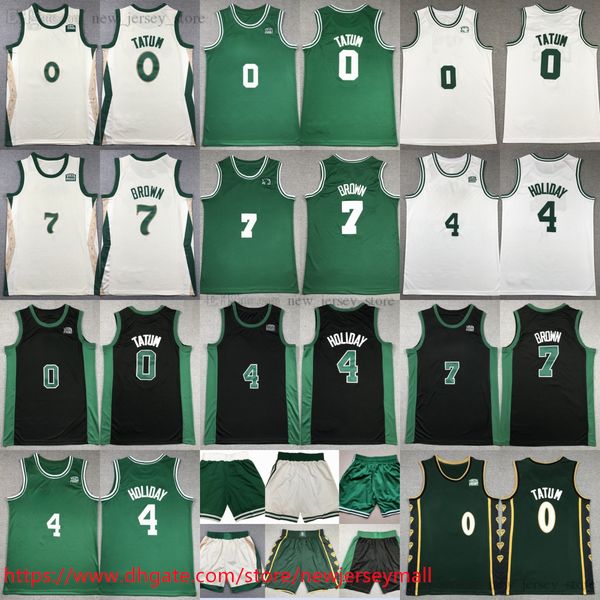 0 Jayson Tatum Jersey 2024 Yeni Şehir Basketbol 7 Jaylen Brown 4 Jrue Tatil Formaları Dikişli Siyah Beyaz Yeşil Şort Nefes Alabilir Spor Gömlekleri