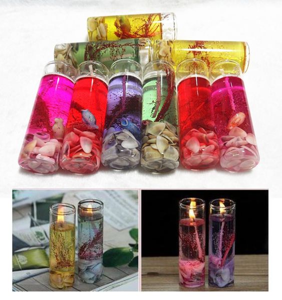 Creativo colorato conchiglie di mare gelatina ambiente cera di cristallo candela di vetro trasparente fai da te decorare festa di compleanno matrimonio Banq3031237