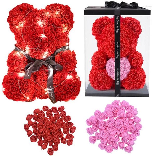 Fiori decorativi 50/100/200 pezzi 3 cm testa artificiale regali di San Valentino schiuma orso rosa per matrimonio festa di compleanno decorazione della casa artigianato