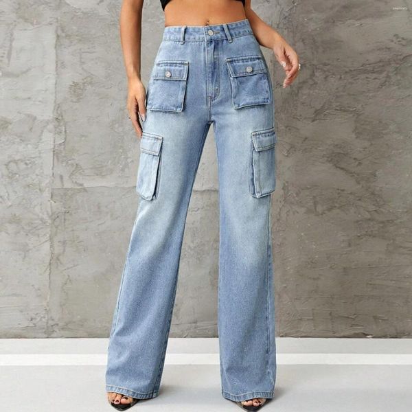 Jeans da donna a vita alta gamba larga abbigliamento donna estetica vintage moda anni '90 casual larghi Y2K streetwear pantaloni dritti in denim