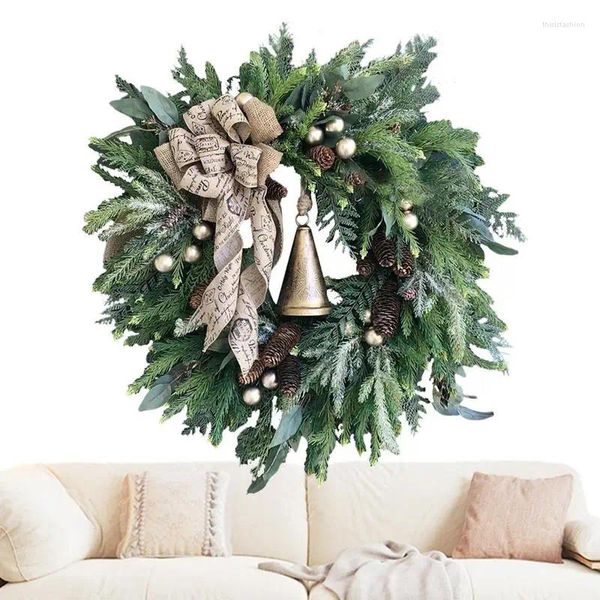 Flores decorativas grinalda de natal porta artificial decoração parede guirlanda sino para varanda jardim páscoa toda a temporada ao ar livre