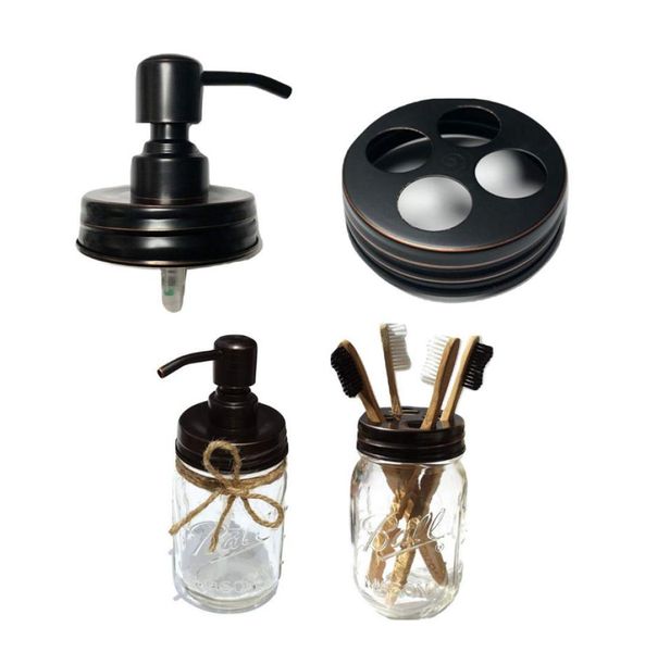 Dispenser di sapone per barattolo di vetro in bronzo lucidato a olio DHL con pompa in acciaio inossidabile antiruggine e liquido con coperchio per cucina e bagnoN9763398