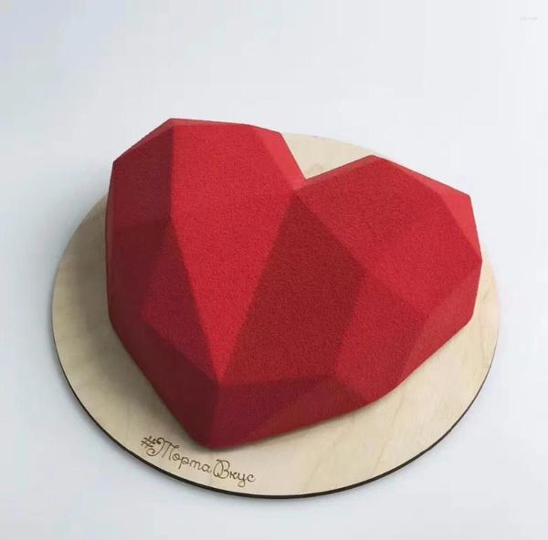 Backformen SHENHONG 3D Diamant Liebe Herz Dessert Kuchen Form Silikon Kunst Form Mousse Gebäck Silikonowe Moule Dekoration