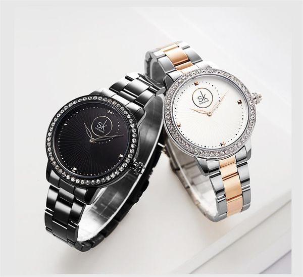 Relógios femininos de alta qualidade edição limted quartzo-bateria diamante conjunto espiral mar thread dial pulseira de aço à prova dwaterproof água 36mm relógio