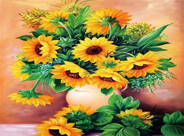 Pittura con diamanti fai-da-te come decorazione per la casa o l'ufficio, kit di pittura con diamanti per numero su tela 5D HD con fiori, kit artistico artigianale per regali per adulti e bambini - Un mazzo 9124832