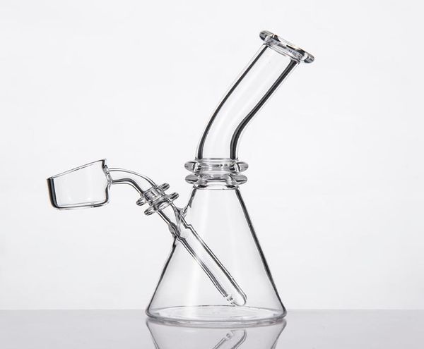 Becher al quarzo 5 pollici Mini Bong smussato piatto Daisy Bowl Banger Nails Scatola nera individuale Pipa ad acqua Dab Rig4860984