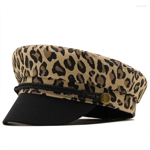 Berets Frauen Leopard Print Baskenmütze Hut Baumwolle Maler Kappe Retro Britischen Stil Achteckige Marine Outdoor Mädchen Sboy