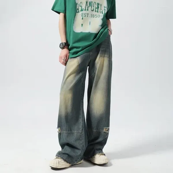 Мужские брюки Harajuku High Street Ретро джинсы Осенние корейские брюки в стиле хип-хоп Качественная одежда Уличная мужская одежда