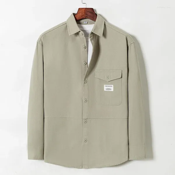 Camicie casual da uomo Camicia da lavoro in cotone primaverile a maniche lunghe in stile giapponese Camicia da carico militare ampia moda maschile