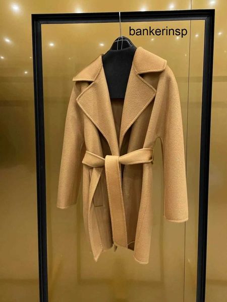 Kaşmir Coat Maxmaras Labbro Coat 101801 Saf Yün Kış Yüzlü Kaşmir Kısa Gaz Prim Prim Hamam Siluet Kemer Kucak Çekiş İnce Fitgfzo