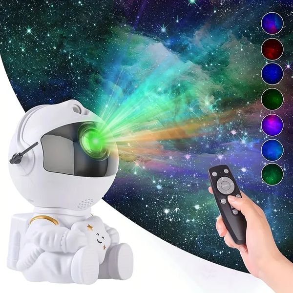 Lâmpada noturna de projetor de estrela de astronauta de 1 unidade, projetor de céu estrelado alimentado por USB, com temporizador remoto e design ajustável, cria uma luz noturna de nebulosa mágica, presente perfeito