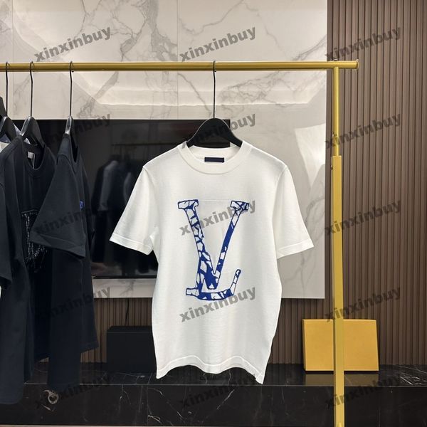 xinxinbuy 2024 Maglietta da uomo firmata T-shirt da sci Ricamo Basket lavorata a maglia 1854 donna nero bianco rosso giallo blu S-2XL