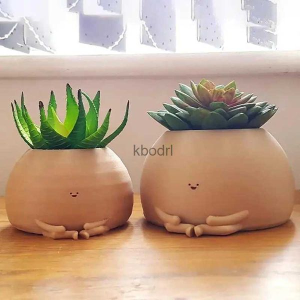 Plantadores Vasos Rosto Vasos de Flores Super Bonito Sentado Yoga Vaso Interior Cactus Suculento Vaso Plantador de mesa resistente às intempéries para casa YQ240109