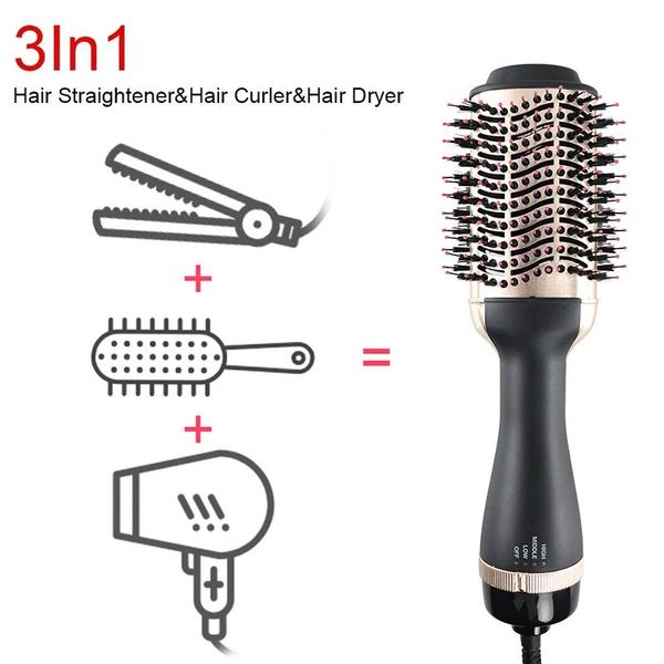 Secadores 2 em 1 Secador de cabelo de uma etapa Escova de ar quente Styler e Volumizer Alisador de cabelo Pente Escova de ondulação Escova de secador de íon elétrico