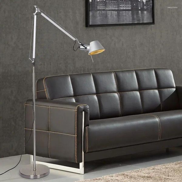 Zemin lambaları Modern endüstriyel lamba siyah gümüş salıncak uzun kol ayarlanabilir çalışma oturma odası iş ofisi standı hafif koridor mobilyaları
