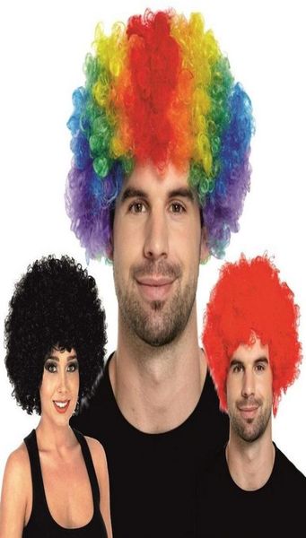 Männer Dame Clown Fans Karneval Perücke Disco Zirkus Lustiges Kostüm Party Junggesellenabschied Spaß Joker Erwachsene Kind Kostüm Afro Lockiges Haar Perücke pa9579885