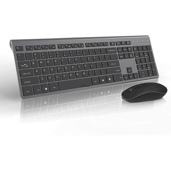 Tastiere Tastiera wireless ricaricabile Mouse 2.4G Full Size Sottile Design ergonomico e compatto per PC portatile DesktopComputer WindowsL240105