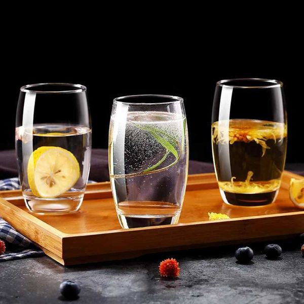 Weingläser 350 ml Wasserflasche Glasbecher Haushalt Einfache Tasse Saftbecher Transparente hitzebeständige Milchbecher Trinkbecher Großhandel Tassen YQ240105