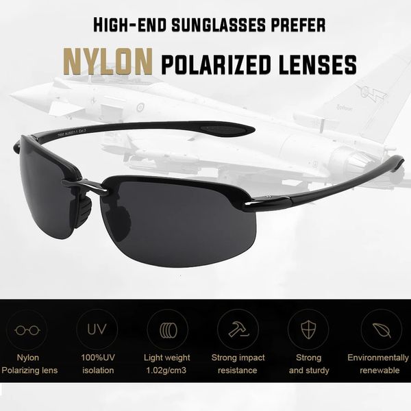 JULI Нейлоновые поляризованные спортивные солнцезащитные очки для мужчин и женщин TR90 без оправы с защитой UV400 для рыбалки, бейсбола, вождения 8001 240109
