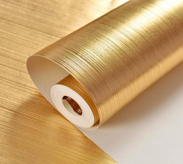 Papel de parede luxuoso de folha de ouro, pvc, à prova d'água, grosso, em relevo, moderno, listrado, xadrez, texturizado, sala de estar, decoração 7239344