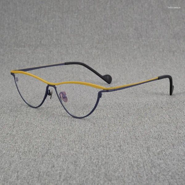 Sonnenbrillenrahmen Hochwertige reine Titanbrille japanischer Stilrahmen für Männer Frauen optische Myopie Designer-Brillen verschreibungspflichtige Linse