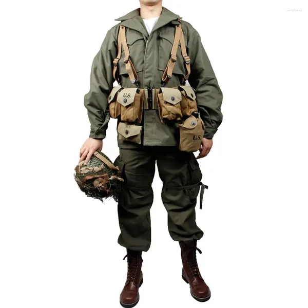 Одежда для спортзала Армия США, зеленая уличная куртка M43, ветровка, униформа из чистого хлопка и оборудования B A. R, комбинация нормандского десанта