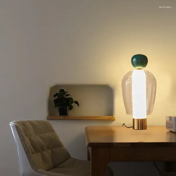 Stehlampen Nordic Einfache Schlafzimmer Tischlampe Kreative Wohnzimmer Kunst Glas Mädchen Warme Nachttisch Designer Probe