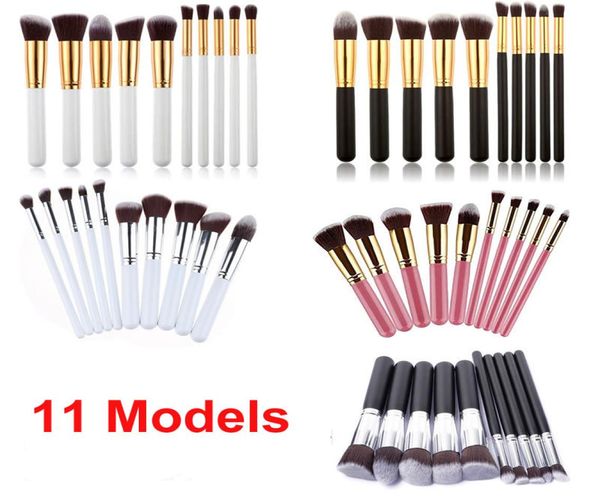 10-teiliges synthetisches Kabuki-Make-up-Pinsel-Set mit Nylonhaar und Holzgriff, Kosmetik, Foundation, Blending, Rouge, Make-up-Werkzeug, DHL 4834601