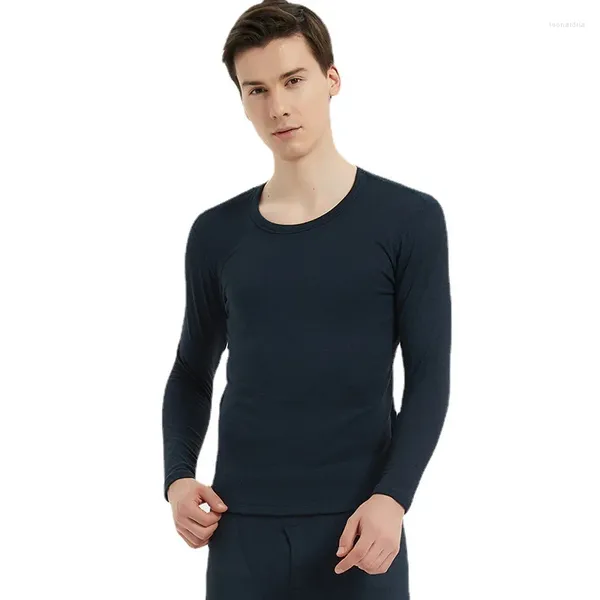 Homens sleepwear roupa interior térmica com veludo espessado seda sem costura longo johns termostático base terno para homem