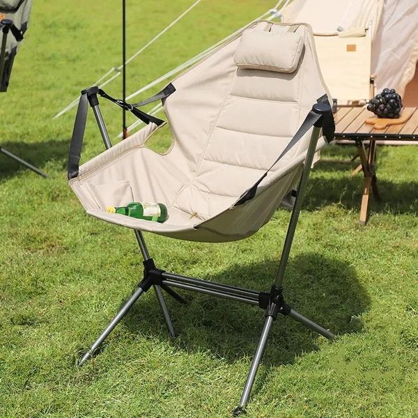 Camp Furniture Aluminiumlegierung Outdoor Tragbarer Klappschaukelstuhl Lounge Erwachsene Bequeme Freizeit Camping Picknick mit Tasche