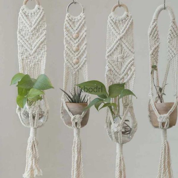 Plantadores Potenciômetros Macrame Parede Pendurado Planta Titular Bohemian Boho Plantador Algodão Mão Tecelagem Flowerpot Net Bag para Decoração de Casa Decoração de Parede YQ240109