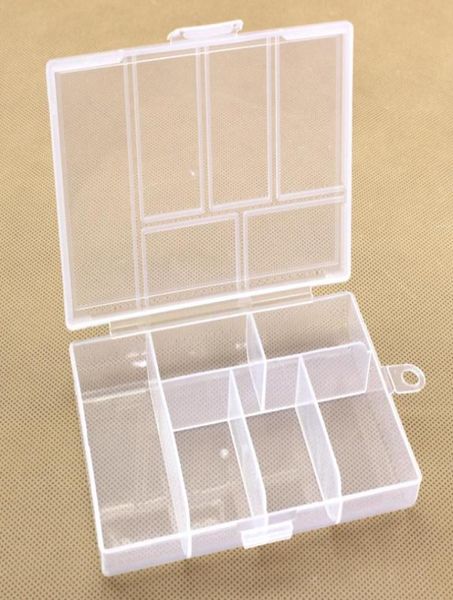 Пустой пластиковый прозрачный ящик с 6 отделениями для хранения ювелирных изделий, контейнер для дизайна ногтей, органайзер для мелочей, SN12931023863