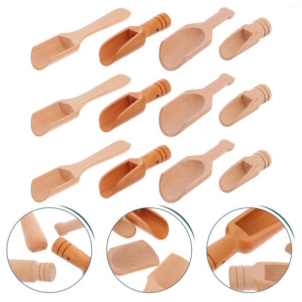 Cucchiai 12 pezzi Cucchiaio di legno Sale da bagno Piccolo cucchiaio di zucchero Condimenti per condimenti Miele di legno Cucchiaino per caffè Marmellata di tè Senape