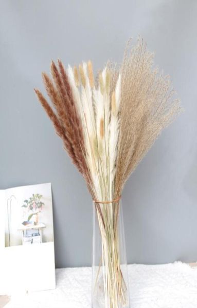 Flores decorativas de casamento, guirlandas de decoração, buquê de flores naturais secas, batedor de cavalinha, lagurus ovatus, grama de pampas 3918451