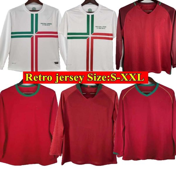 Manga comprida Ronaldo Retro Soccer Jerseys Rui Costa Figo Nani PAULETA DECO NUNO GOMES 2006 2012 06 12