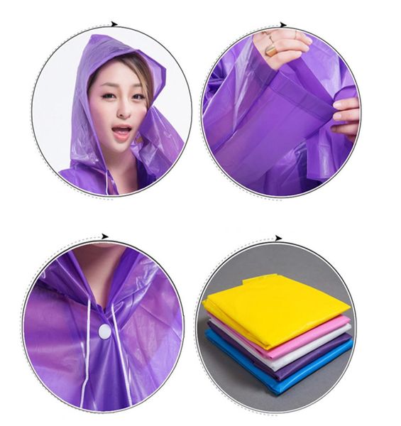 Casaco de chuva de EVA com capuz Unissex Poncho impermeável longo Poncho à prova de vento Caminhadas ao ar livre Capa de chuva transparente Moda portátil Rainwear 9242414