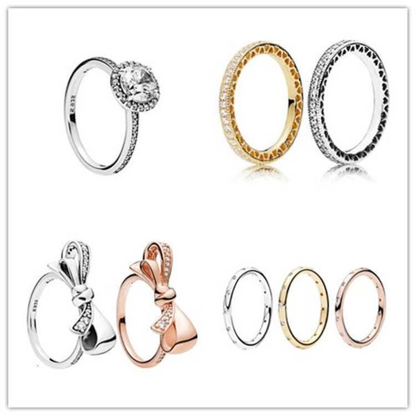 Anéis de luxo de designer Panjia Rose Gold Ring Clássico Elegante Simples Moda Personalidade Sterling Silver Overlay Feminino Prata