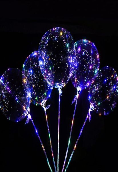 Griff Led Ballon Mit Sticks Leuchtende Transparente Helium Bobo Ballons Hochzeit Geburtstag Party Dekorationen Kind LED Licht Ballon1861630