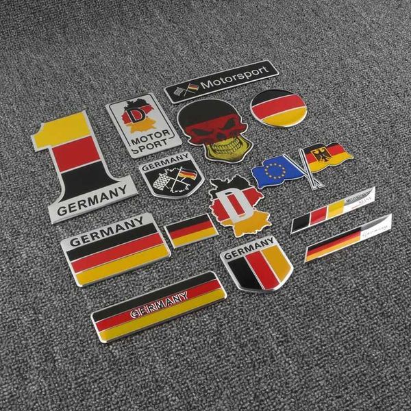 Alumínio alemanha bandeira nacional emblema emblema corpo do carro fender tronco capa adesivos decalques para acessórios do motor automático