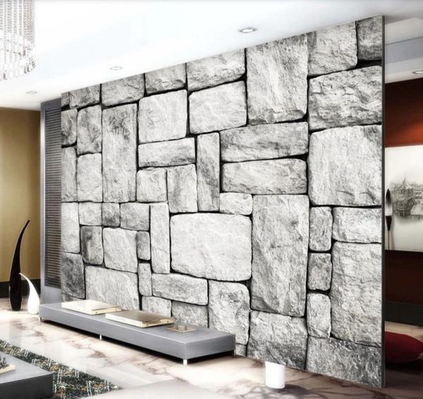 papel de parede moderno para sala de estarv Retro TV fundo parede de tijolos de pedra wallpapers4889108