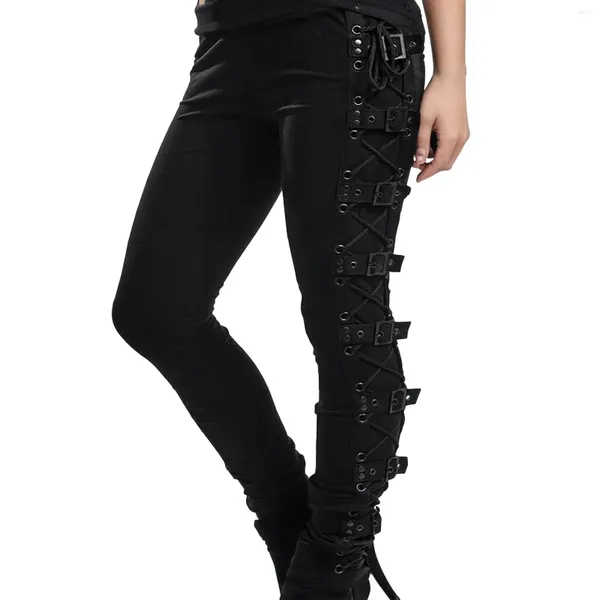 Frauen Hosen 2024 Gothic Seite Pfannen Hosen Weibliche Leggings Strumpfhosen Hohe Taille Damen Punk Stil Plus Größe Hip Hop 5XL Collant