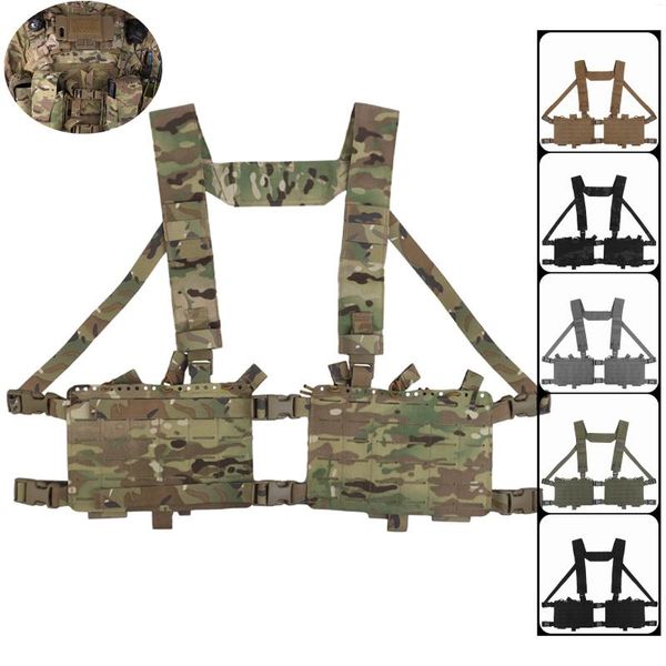 Jaquetas de caça equipamento peitoral painel modular tático com alça de ombro removível cintura colete de combate interno elástico bolsa de armazenamento