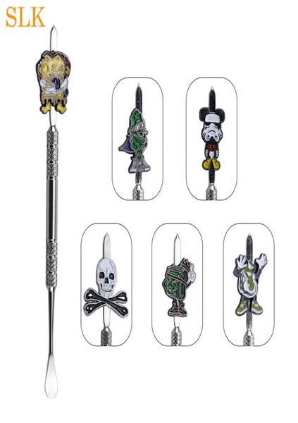 472 polegada cera dabber ferramenta com emblema padrão plataformas de petróleo cera dabs vara escultura ferramenta para dabs metal prego e quartzo nails5303727