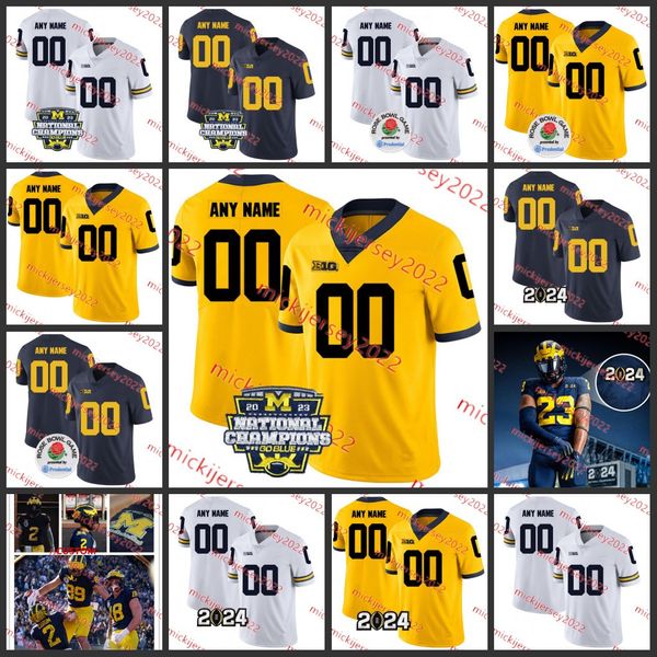 Roman Wilson Mason Graham Michigan Futebol 2024 Campeão Jersey Cornelius JohnsonTyler Morris Cole Cabana Trevor Keegan Rod Moore Michigan Wolverines Jerseys