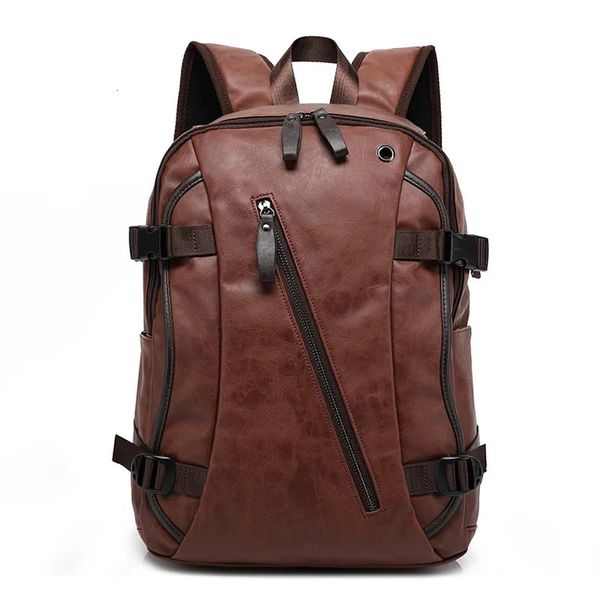 Tilorraine Vintage Männer Rucksack Mode-Stil PU-Leder Schule Studententaschen Computertasche Tasche Notebook Reiserucksäcke 240108