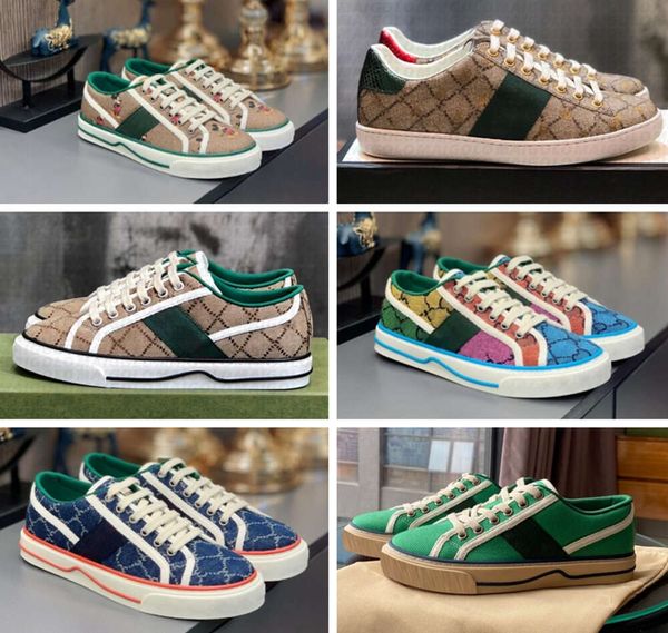 Tênis 1977 Canvas Sapatos Casuais Luxurys Designers Mulheres Sapato Itália Verde e Vermelho Web Stripe Borracha Sola Stretch Algodão Low Top Mens Sneakers 4432ess